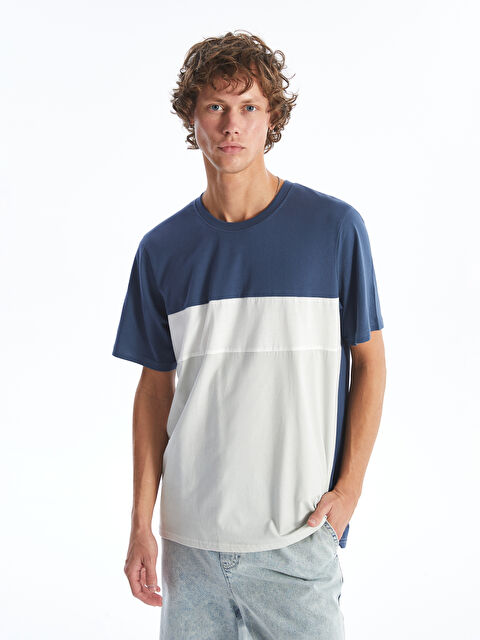 XSIDE Crew Neck Short Sleeve Color Block Jersey Men's T-Shirt - S4N961Z8-YMY