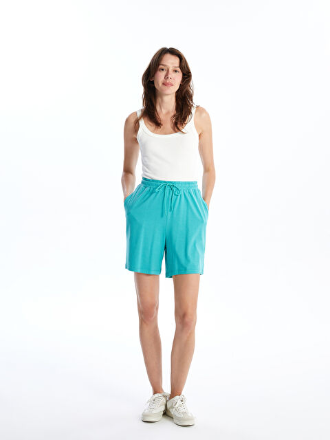 LCWAIKIKI Basic Kadın Beli Lastikli Düz Şort - S4N964Z8-GGT