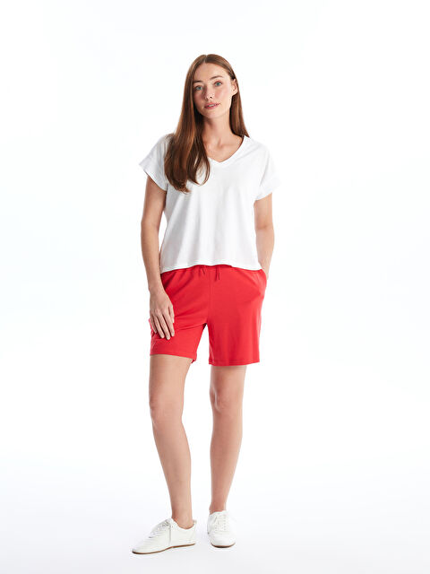 LCWAIKIKI Basic Kadın Beli Lastikli Düz Şort - S4N964Z8-GRQ