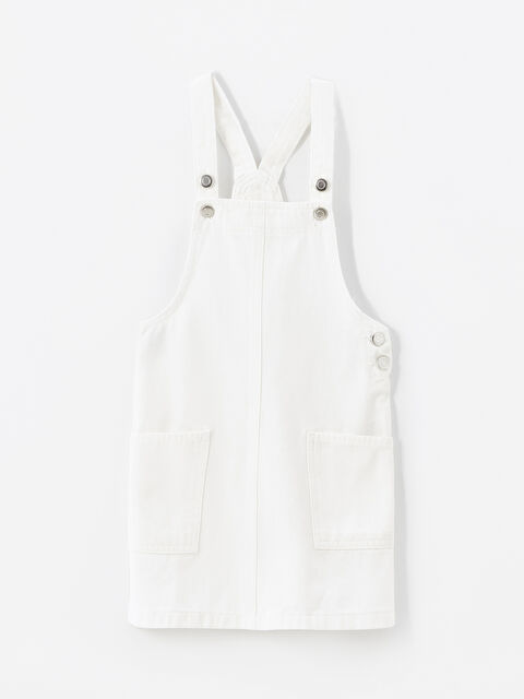 LCW Kids Kare Yaka Kız Çocuk Jean Salopet Elbise - S4NA48Z4-844