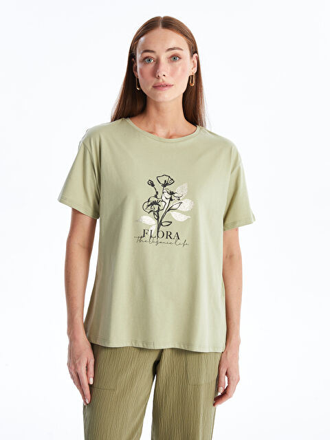 LCWAIKIKI Basic Crew Neck Printed Short Sleeve Women's T-Shirt - S4NB30Z8-GC6