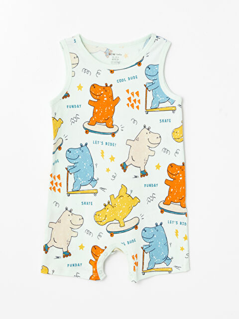 LCW Kids Bisiklet Yaka Kolsuz Baskılı Erkek Bebek Tulum - S4NC06Z1-LRP