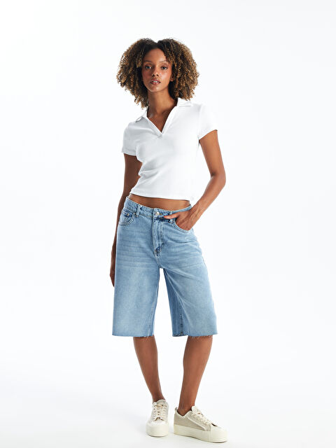 XSIDE Bermuda Fit Kadın Jean Şort - S4NC21Z8-S1D