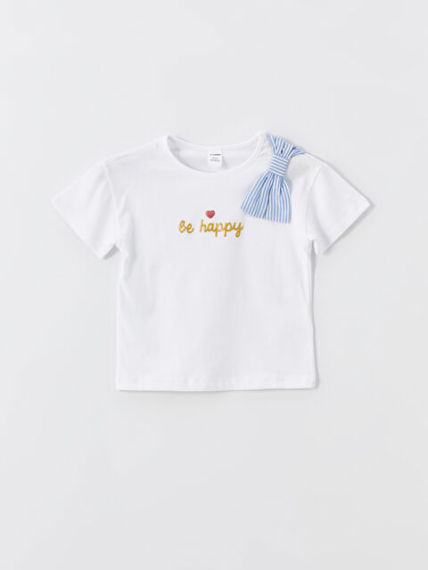 LCW baby Bisiklet Yaka Baskılı Kısa Kollu Kız Bebek Tişört - S4ND70Z1-R9J