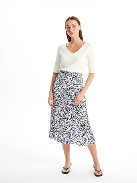 LCWAIKIKI Classic Beli Lastikli Desenli A Kesim Kadın Etek - S4ND77Z8-LSJ