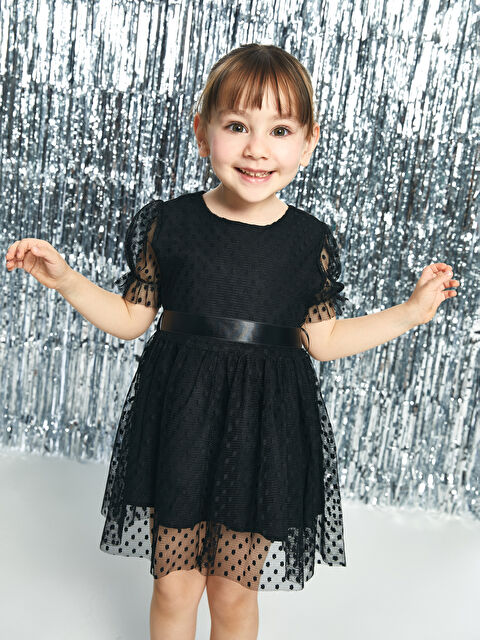 Myhanne Bisiklet Yaka Tül Detaylı Kız Çocuk Abiye Elbise - S4NE46Z4-HEG