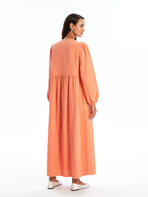 LCW Modest Bisiklet Yaka Düz Uzun Kollu Kadın Elbise - S4NE65Z8