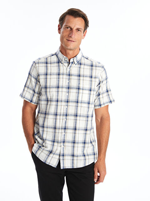 LCWAIKIKI Classic Regular Fit Short Sleeve Plaid Poplin Men's Shirt - S4NE73Z8-LKQ
