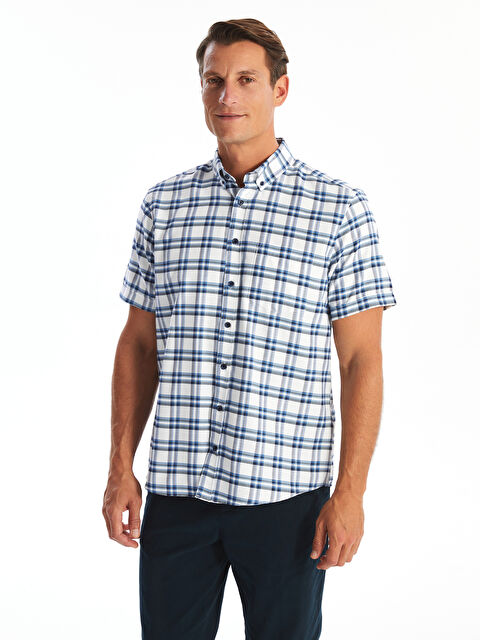 LCWAIKIKI Classic Regular Fit Short Sleeve Plaid Men's Shirt - S4NE93Z8-MRR