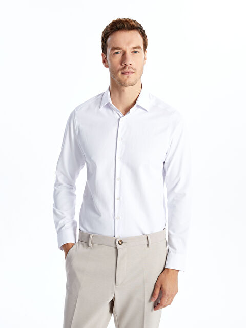 LCW BUSINESS Slim Fit Uzun Kollu Gabardin Erkek Gömlek