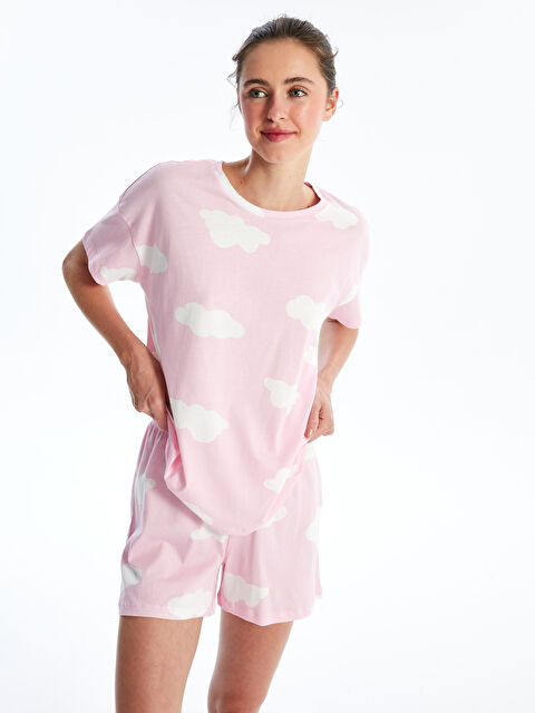 LCW Young Crew Neck Printed Short Sleeve Women's Short Pyjamas Set - S4NG98Z8-LT4