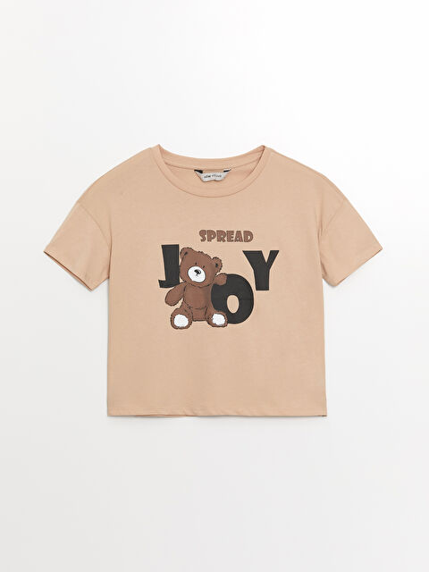 LCW Young Bisiklet Yaka Baskılı Kısa Kollu Kadın Pijama Üst - S4NH03Z8-FNR