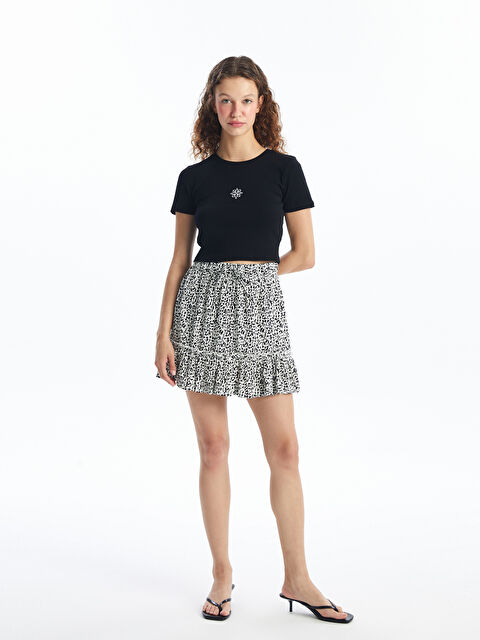 LCW Vision Beli Lastikli Desenli Kadın Etek - S4NH14Z8-SWC