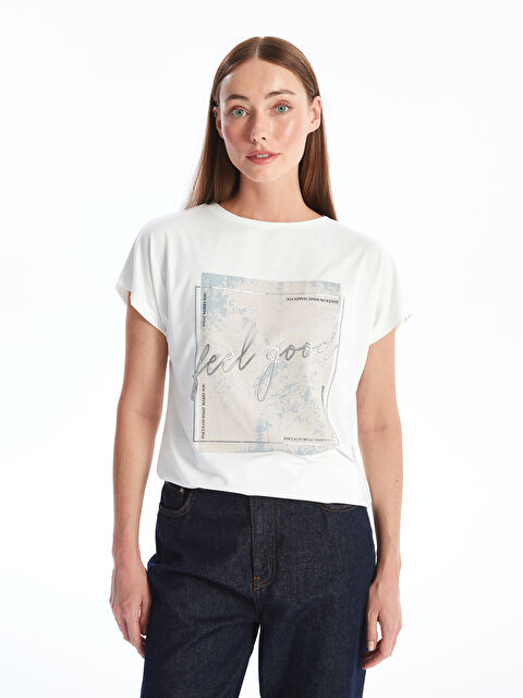 LCWAIKIKI Basic Crew Neck Printed Short Sleeve Women's T-Shirt - S4NH63Z8-R9J