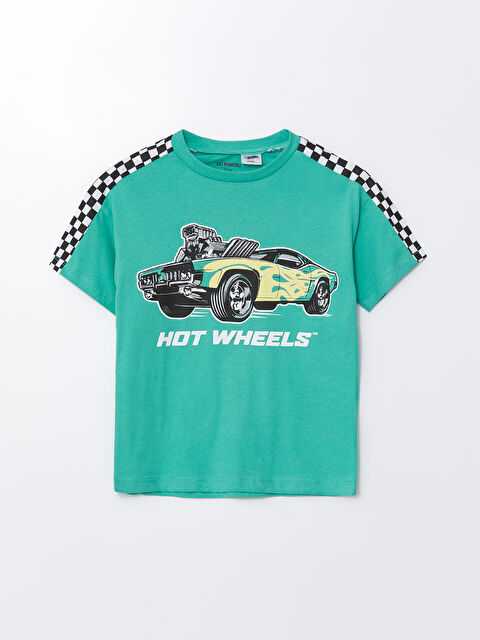 LCW Kids Crew Neck Short Sleeve Hot Wheels Printed Baby Boys' T-Shirt - S4NJ40Z1-GEL