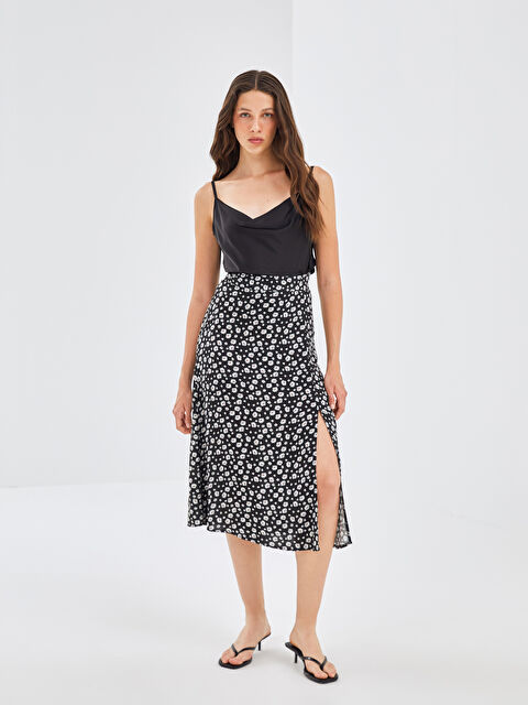 LCW Modest Beli Lastikli Desenli Kadın Etek - S4NK23Z8-CVL