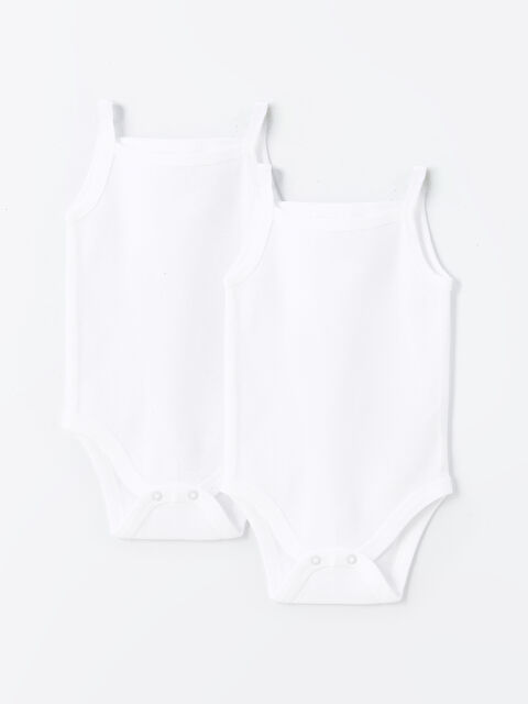 LCW baby Bisiklet Yaka Basic Kız Bebek Çıtçıtlı Bodysuit 2'li - S4NK28Z1-R9J