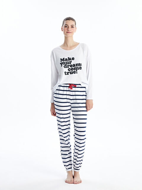 LCW DREAM Beli Lastikli Çizgili Kadın Jogger Pijama Altı - S4NK85Z8-LU8