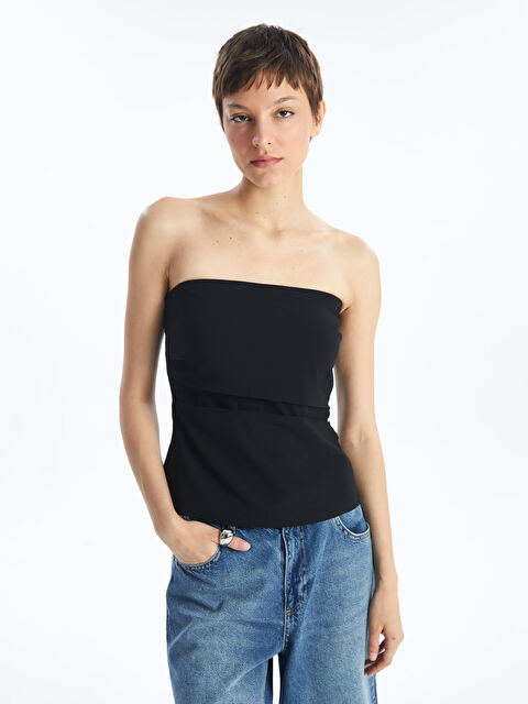 LCW Vision Straplez Düz Crop Kadın Bluz - S4NL32Z8-CVL