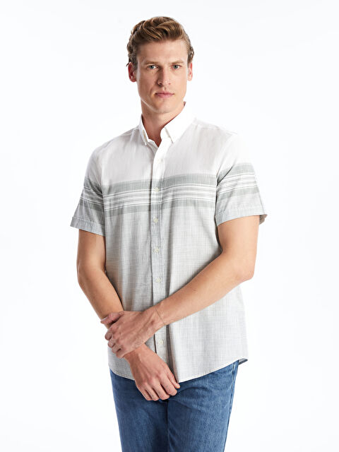 LCWAIKIKI Classic Regular Fit Short Sleeve Striped Poplin Men's Shirt - S4NL38Z8-LFM