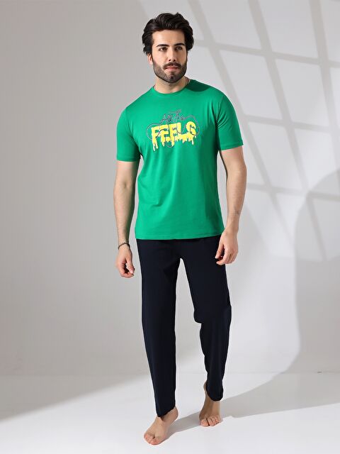 Güneş Rahat Kalıp Baskılı Erkek Pijama Takımı - S4NM30Z8-GHX