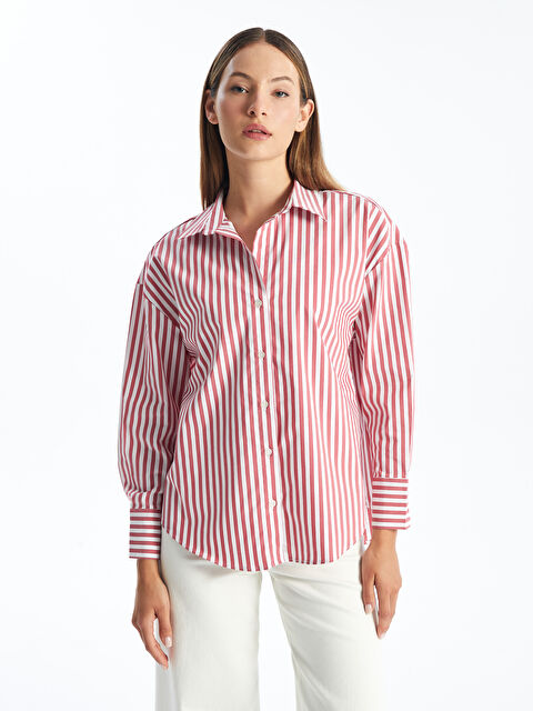 LCW Vision Çizgili Oversize Kadın Gömlek - S4NM74Z8-LJE