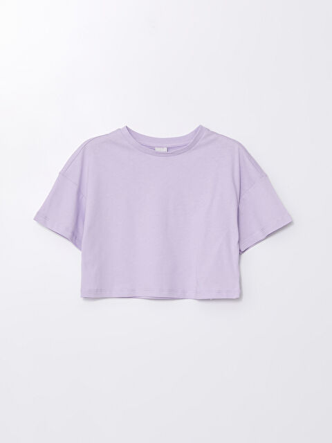 LCW Kids Bisiklet Yaka Basic Kısa Kollu Kız Çocuk Crop Tişört - S4NN28Z4-G0W