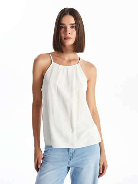 LCW Vision Halter Yaka Düz Keten Karışımlı Kadın Bluz - S4NN90Z8-R9J