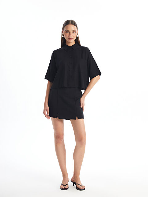 LCW Vision Women's Zippered Waist Plain Skort - S4NO00Z8-CVL