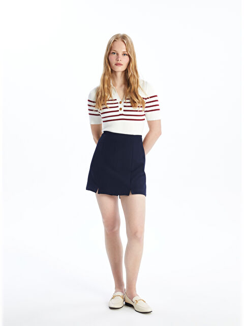 LCW Vision Kadın Beli Fermuarlı Düz Şortlu Etek - S4NO00Z8-YGH