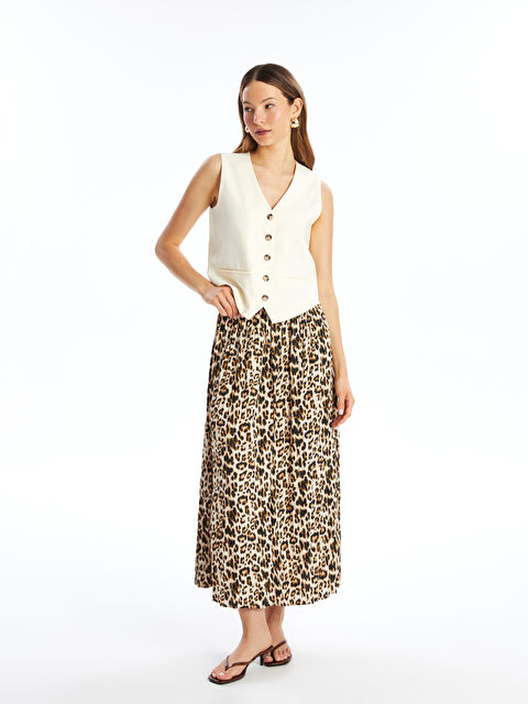 LCW Vision Beli Lastikli Desenli Kadın Etek - S4NP63Z8-LRA