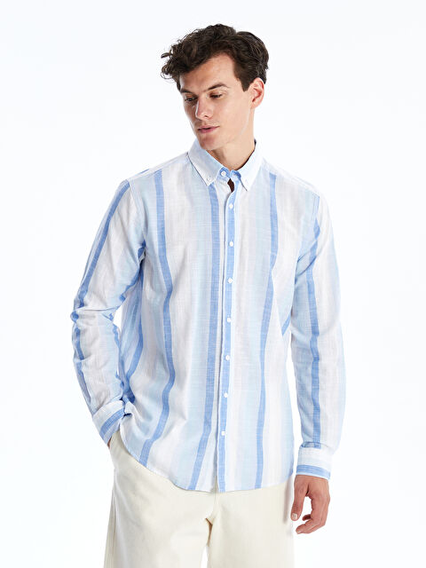 SOUTHBLUE Рубашка мужская из поплина стандартного кроя с длинным рукавом - S4NR90Z8-LEN