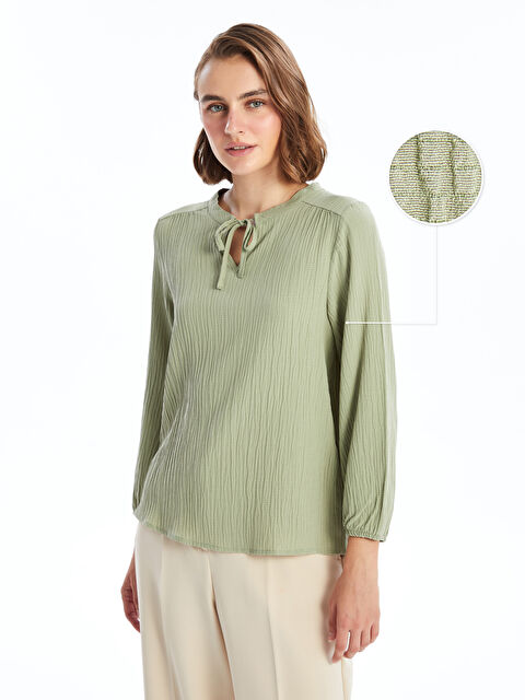 LCWAIKIKI Classic Bağlamalı Yaka Düz Uzun Kollu Kadın Bluz - S4NS72Z8-GXF