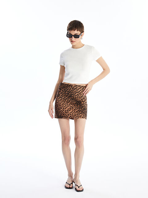 LCW Vision Dar Fit Desenli Kadın Etek - S4NT01Z8-LQY