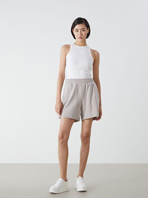 LCW Vision Beli Lastikli Kadın Şort - S4NT02Z8-GEY