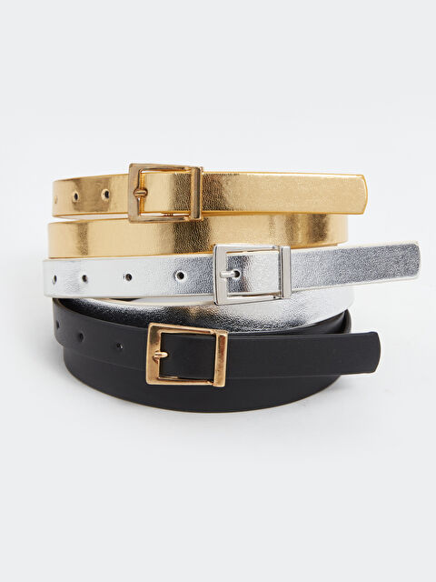 LCW ACCESSORIES Deri Görünümlü Kadın Kemer 3'lü - S4NT43Z8-RQL