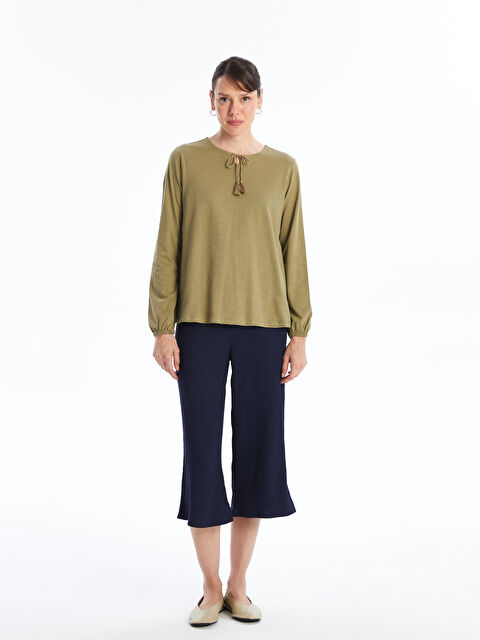 LCW Grace Kadın Beli Lastikli Düz Kapri - S4NU12Z8-E1J