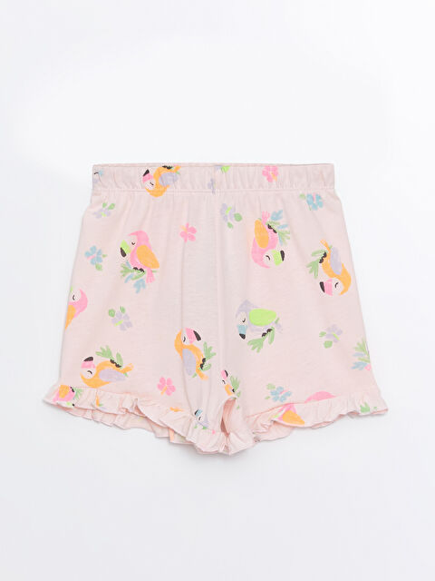 LCW Kids Beli Lastikli Baskılı Kız Bebek Şort - S4NU16Z1-LRA