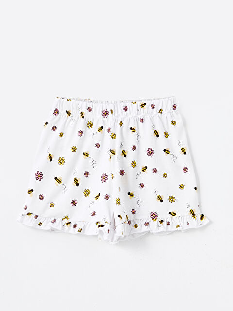 LCW Kids Beli Lastikli Baskılı Kız Bebek Şort - S4NU16Z1-SWC