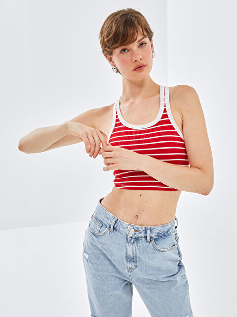 BLAİS Halter Yaka Çizgili Kadın Crop - S4NU36Z8-SWY