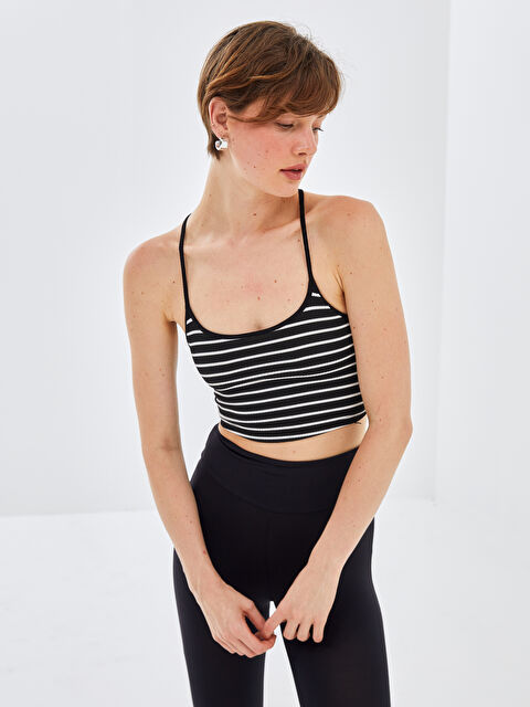 BLAİS U Yaka Çizgili Askılı Crop Kadın Atlet - S4NU48Z8-LJX
