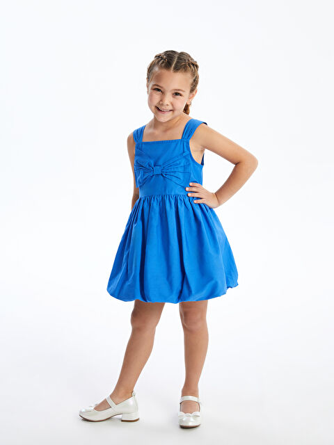 LCW Kids Kare Yaka Askılı Kız Bebek Poplin Elbise - S4NU62Z1-H2B