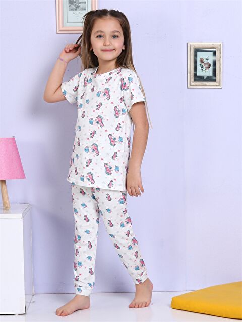 Elmas Kids Bisiklet Yaka Baskılı Kısa Kollu Kız Çocuk Pijama Takımı - S4NU96Z4-J5E