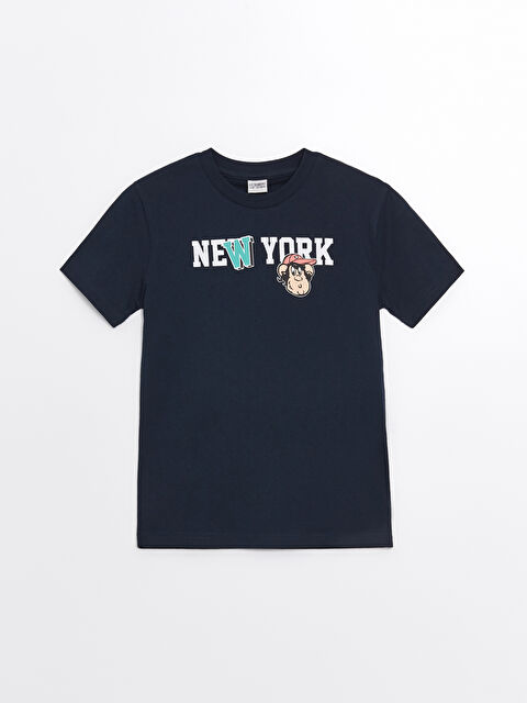 LCW Kids Crew Neck Nostalgic Monkey Printed Short Sleeve Boys' T-Shirt - S4NV82Z4-DWP