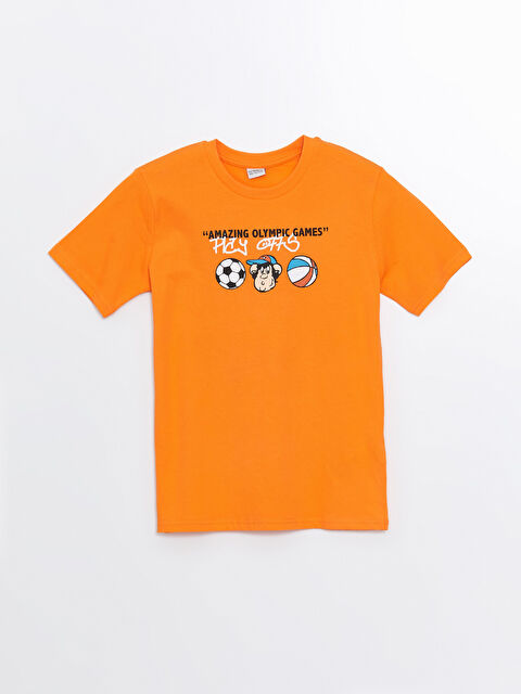 LCW Kids Crew Neck Printed Short Sleeve Boys' T-Shirt - S4NV86Z4-GMN