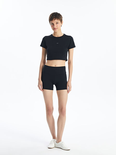 KOOR SPORT Beli Lastikli Reflektör Baskılı Kadın Şort Tayt - S4O035Z8-JX2