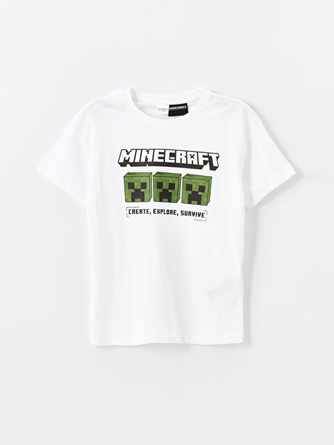 LCW Kids Bisiklet Yaka Minecraft Baskılı Erkek Çocuk Pijama Üst - S4O043Z4-Q6K
