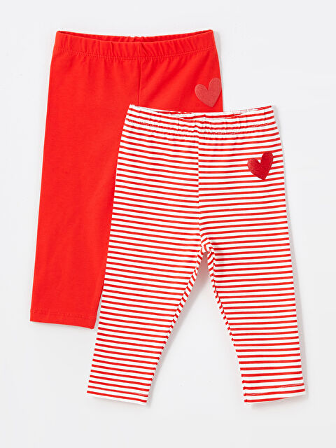 LCW Kids Beli Lastikli Çizgili Kız Bebek Tayt 2'li - S4O062Z1-LJE