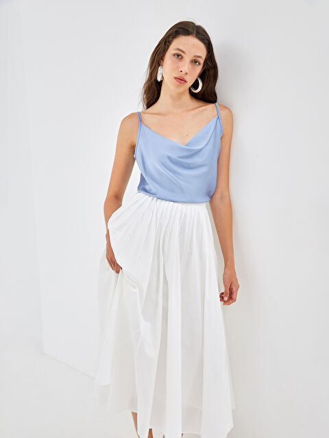 BLAİS Dökümlü Yaka Düz Askılı Kadın Bluz - S4O128Z8-GEZ