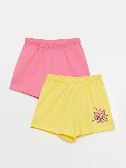 LCW Kids شورتات بنات رضع بخصر مطاطي بنقشة زهرية - عبوتان - S4O370Z1-FSG